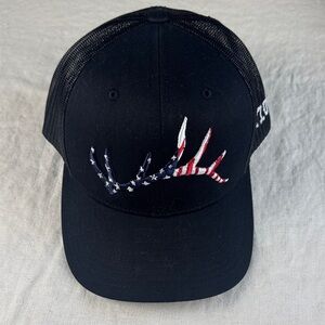 Black Cap with American Flag Antler Design